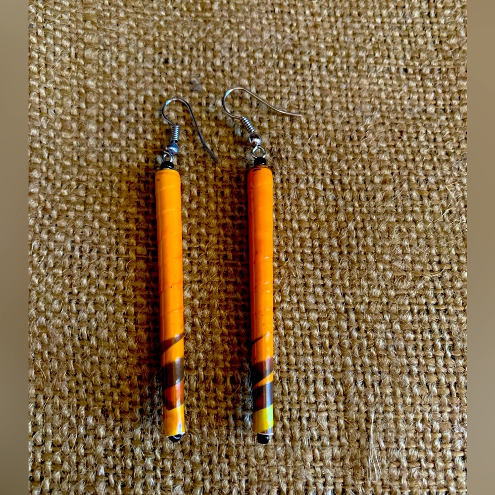 African paper wrapped earrings